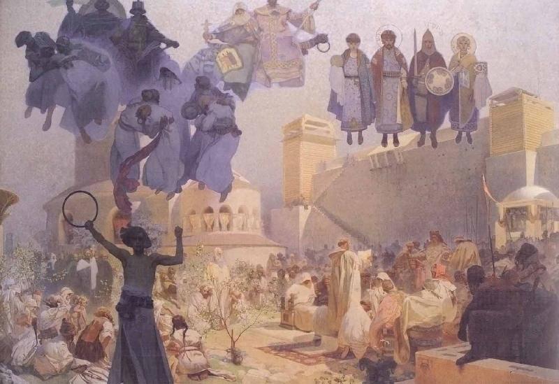 Alfons Mucha Slavs in their Original Homeland: Between the Turanian Whip and the sword of the Goths Germany oil painting art